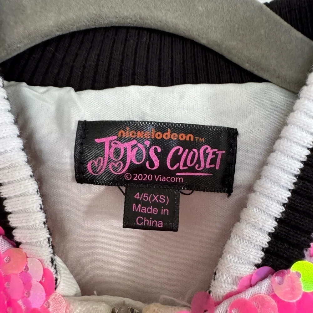 Nickelodeon JoJo's Closet Rainbow Flip Sequin Bomber Jacket Child Size 4/5